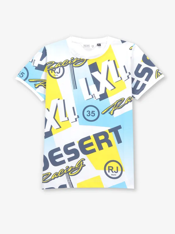RUFF white printed cotton t-shirt for boys