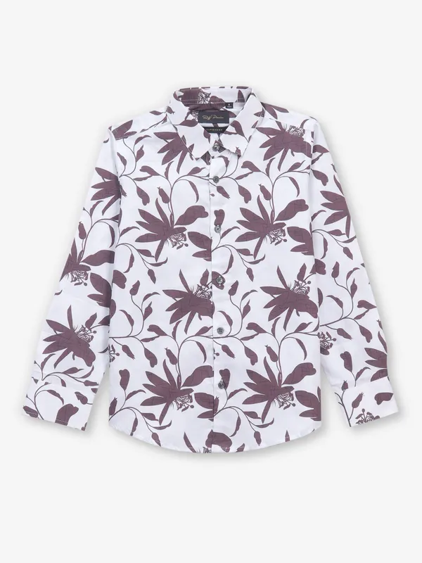 RUFF wine printed cotton shirt