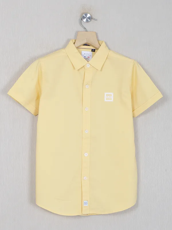 Ruff yellow color cotton solid shirt