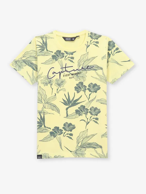 RUFF yellow printed cotton t-shirt for boys