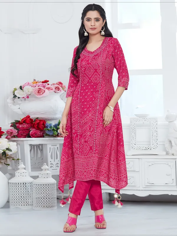 Russian silk magenta kurti