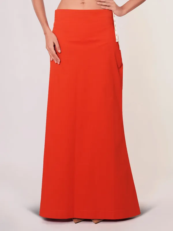 Rust orange lycra cotton saree shapewear