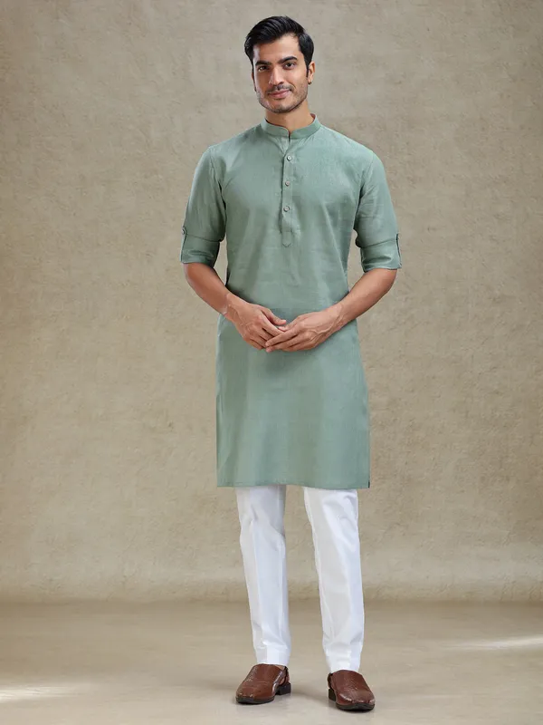 Sage green kurta pajama set for pooja