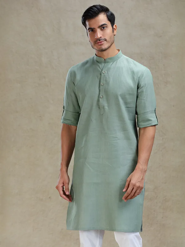 Sage green kurta pajama set for pooja