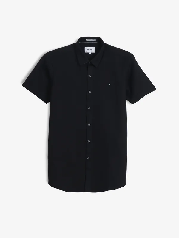 SCRATCH black texture casual shirt