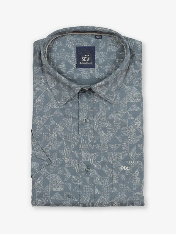 SDW dark grey printed cotton shirt