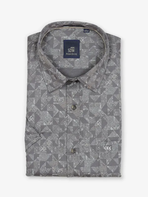 SDW  printed cotton shirt in grey