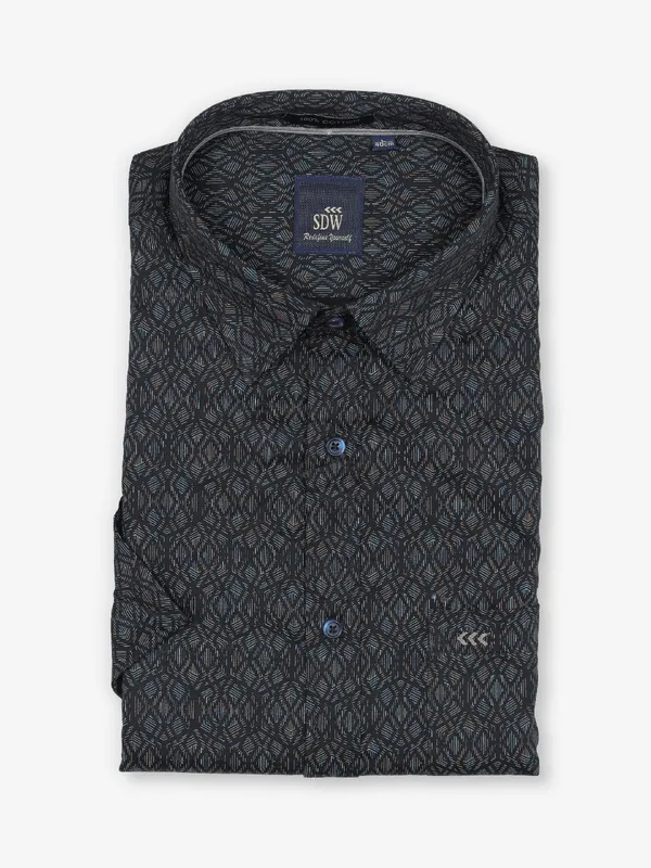 SDW printed navy cotton shirt