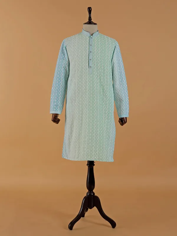 Sea green and blue georgette kurta set