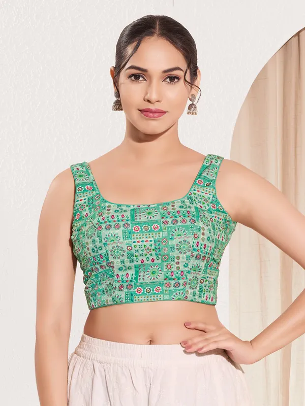 Sea green viscose rayon ready made blouse
