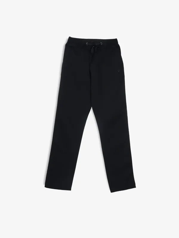 SHIELD black solid cotton track pant