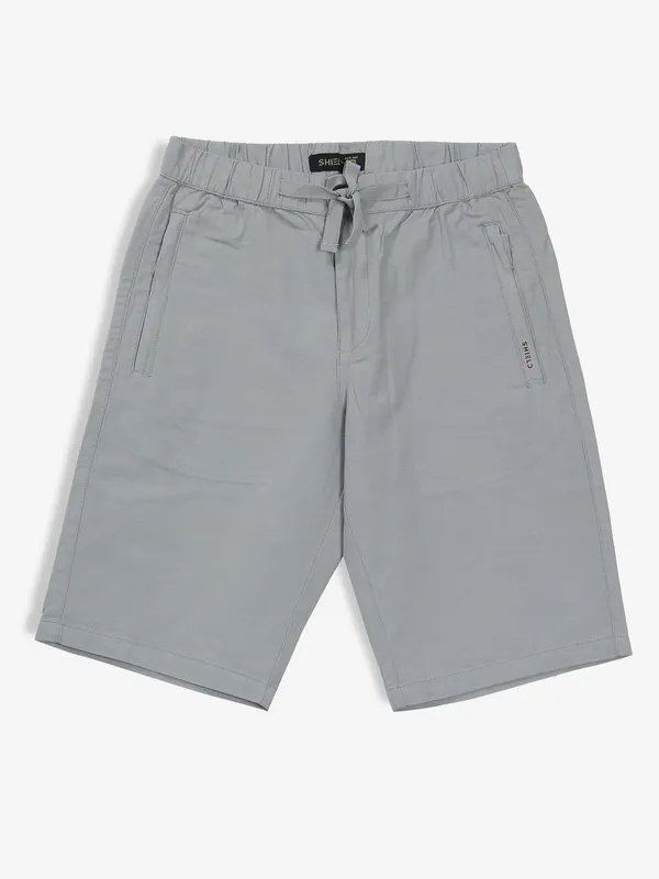 SHIELD grey solid linen shorts