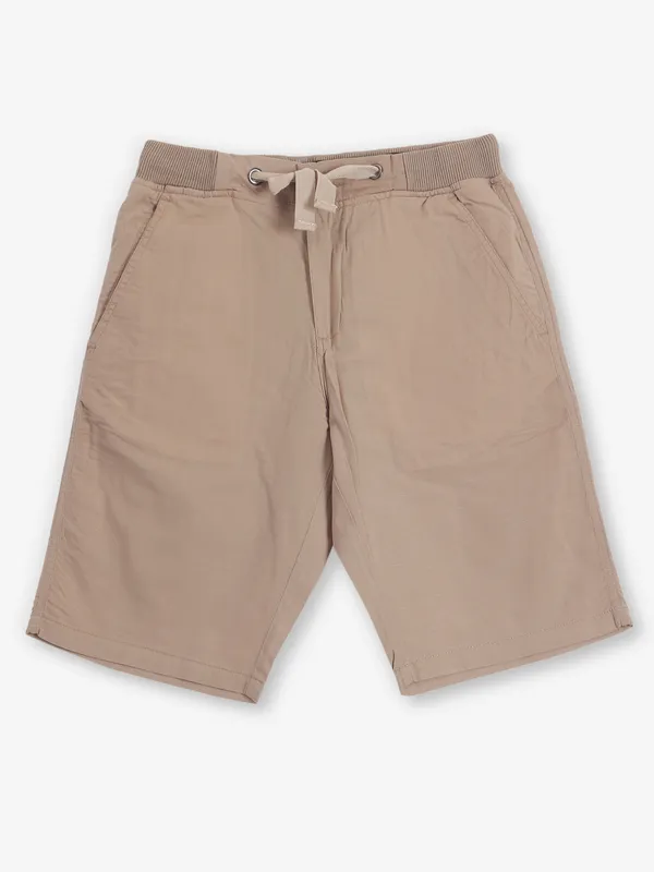 SHIELD khaki solid cotton shorts