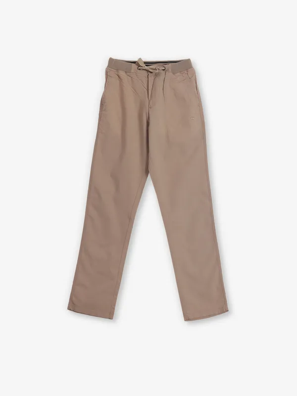 SHIELD khaki solid cotton track pant