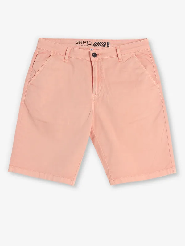 SHIELD solid peach cotton shorts