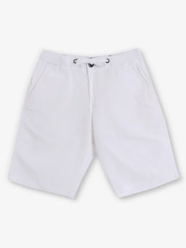 SHIELD solid white cotton shorts