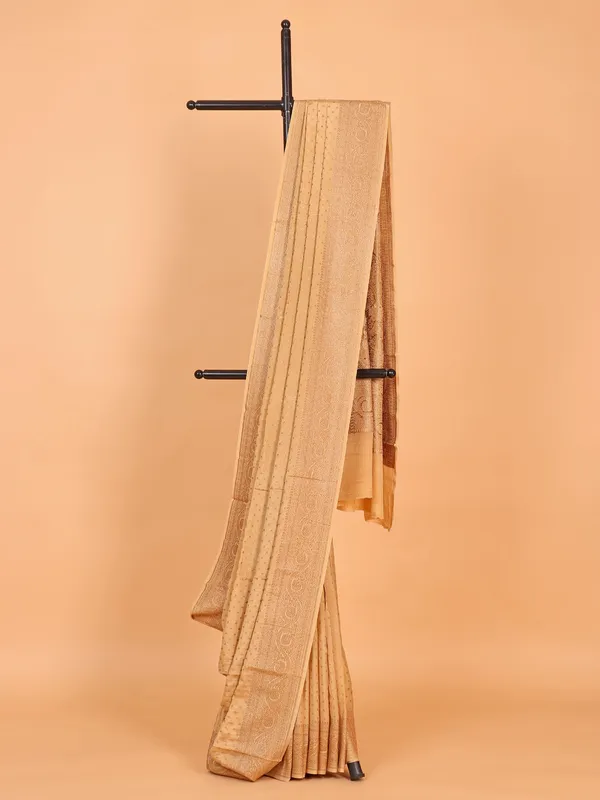 Silk beige saree with contrast blouse