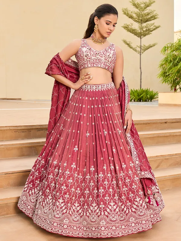 Silk maroon wedding wear lehenga choli