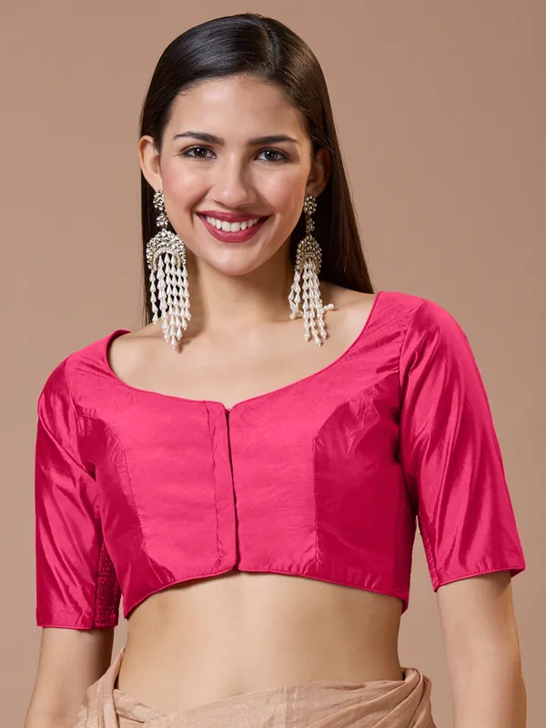 Silk pink redy made blouse with sweetheart neck