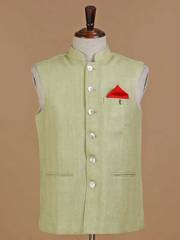 Silk plain waistcoat in light green