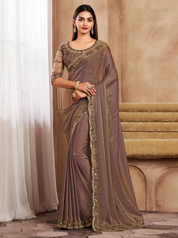 Silk saree in mauve purple shaded