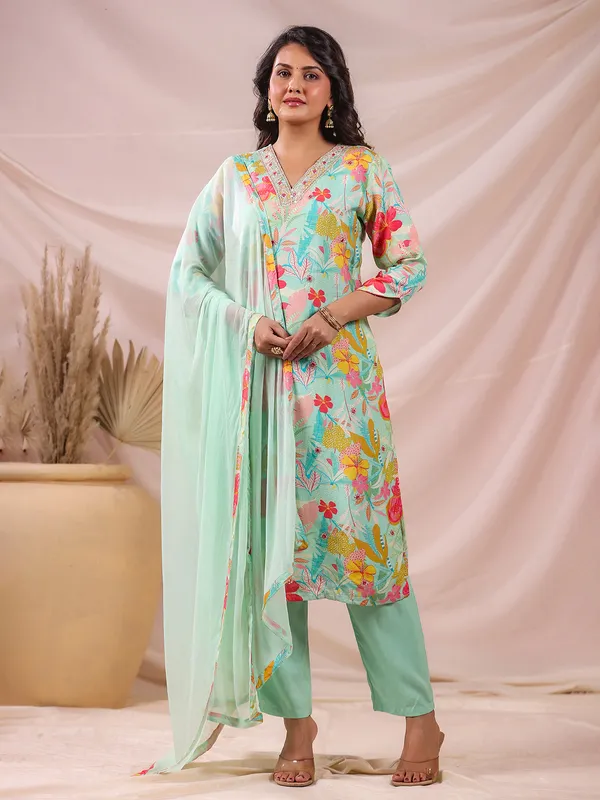 Sky blue breeze kurti set with dupatta