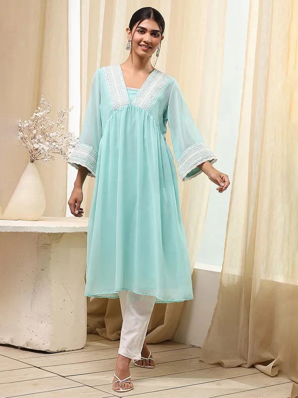 Sky blue georgette casual kurti