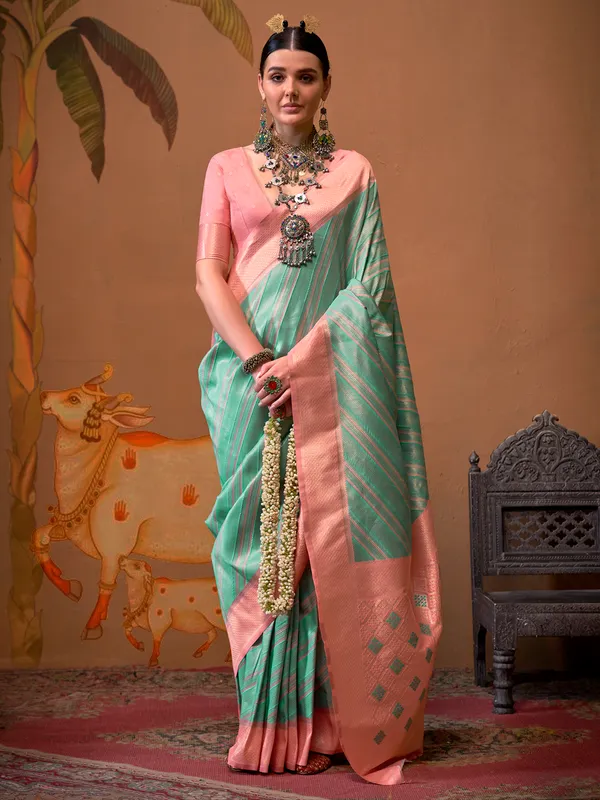 Sky blue saree with contrast border