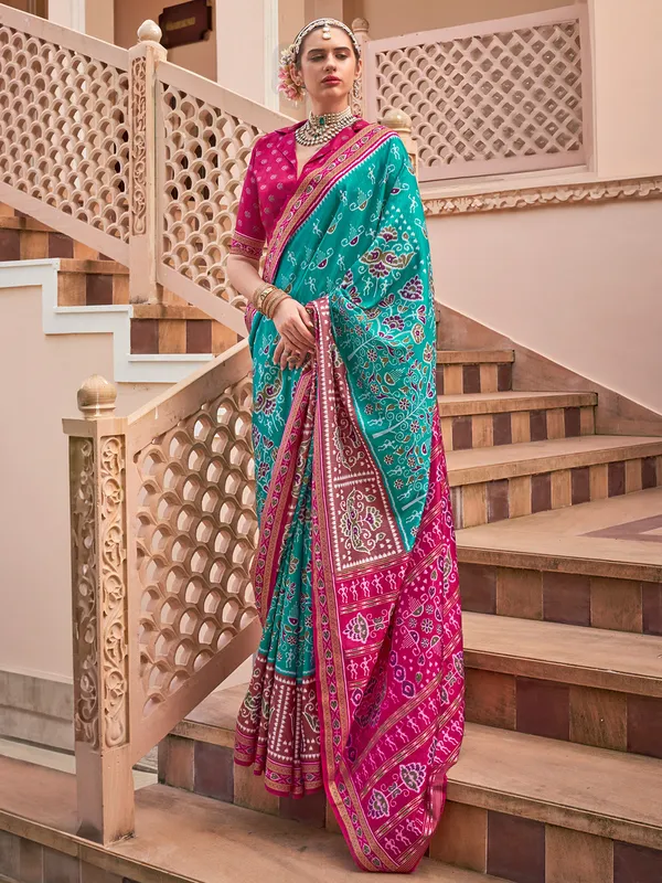 Sky blue silk wedding saree for women