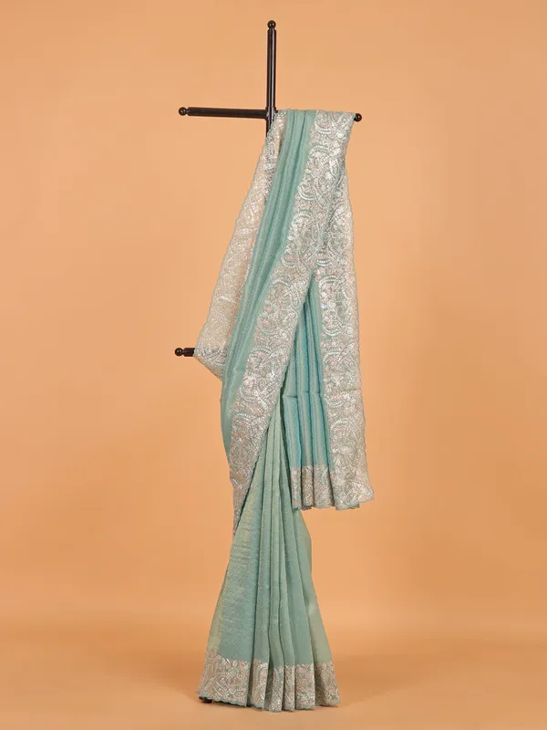 Sky blue soft silk saree for women