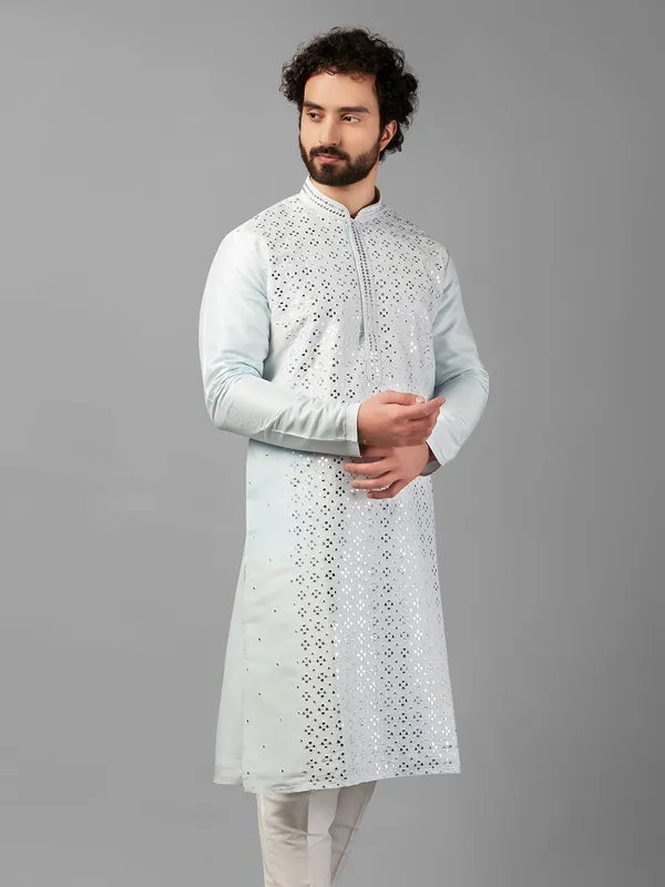 Sky blue stunning silk  Men Kurta pajama