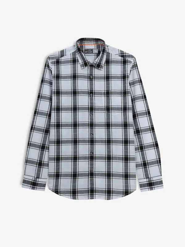 SPYKAR black and white checks casual shirt