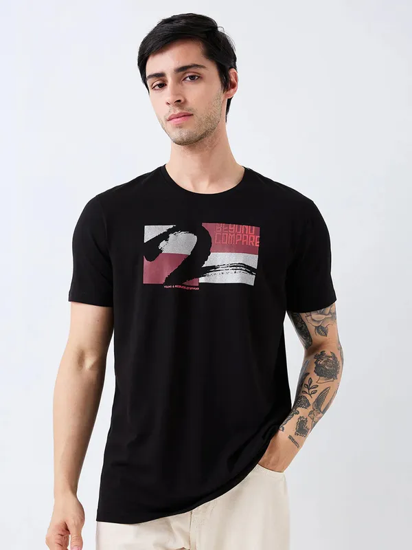 SPYKAR black slim fit t-shirt for men