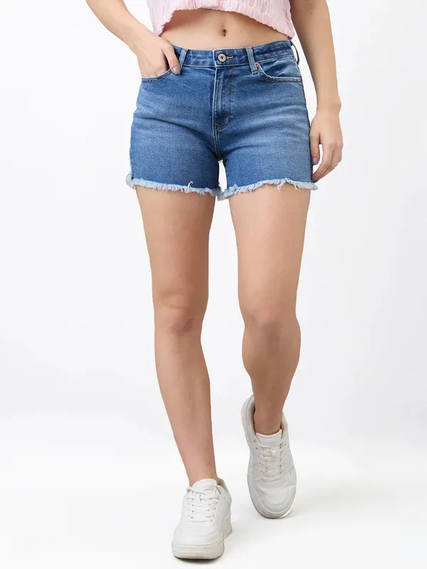 SPYKAR blue washed denim shorts