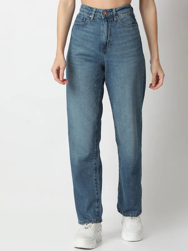 SPYKAR blue washed straight fit jeans