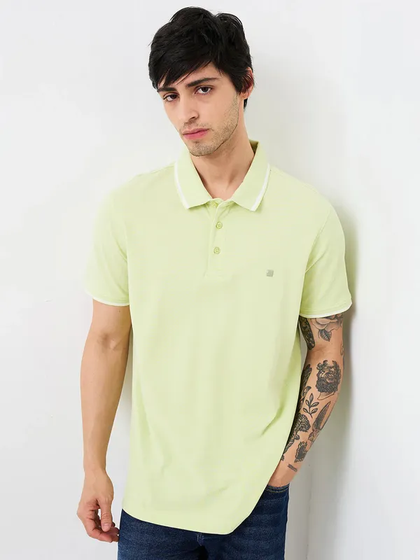 SPYKAR cotton pista green t-shirt for men
