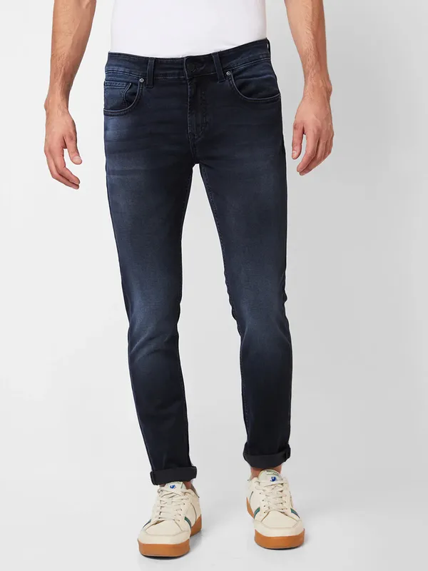 SPYKAR dark blue skinny fit washed jeans
