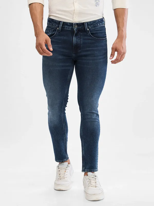 SPYKAR dark blue slim fit washed denim jeans