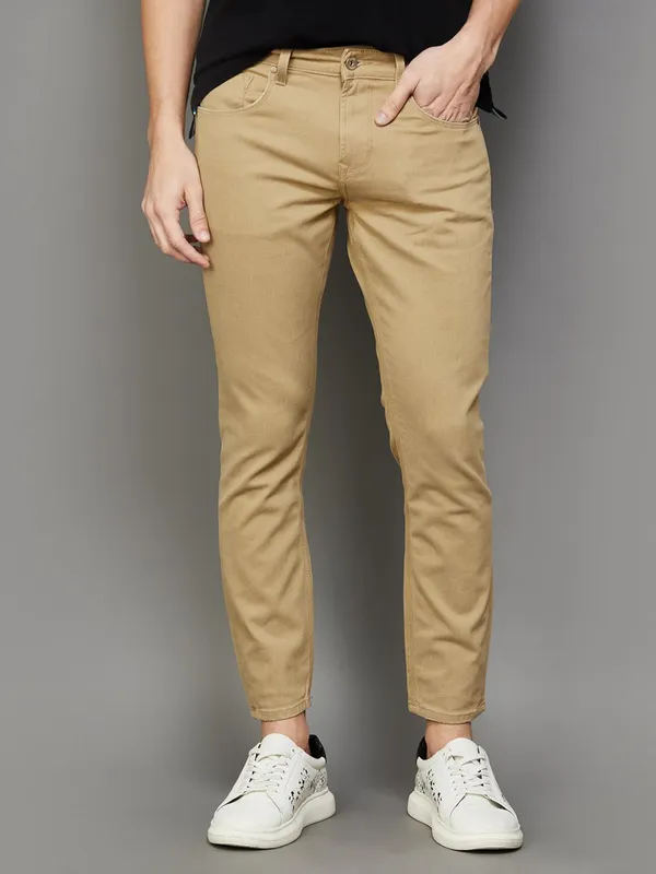 SPYKAR khakhi solid  cotton jeans