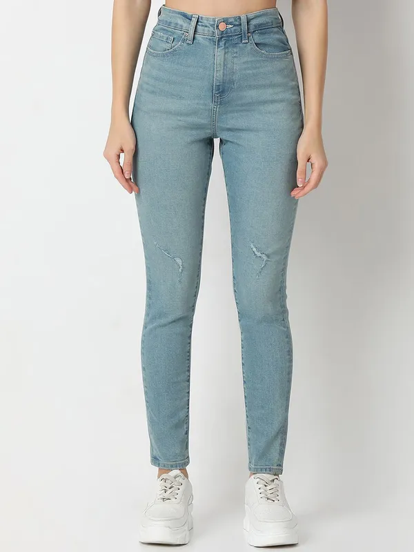 SPYKAR light blue ripped jeans for women