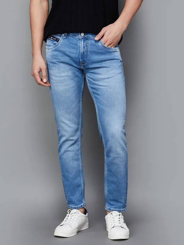 SPYKAR light blue washed denim slim tapered