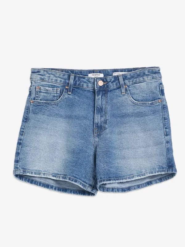 Spykar light blue washed shorts