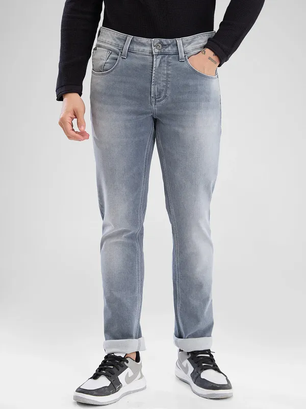 SPYKAR light grey washed slim fit denim jeans
