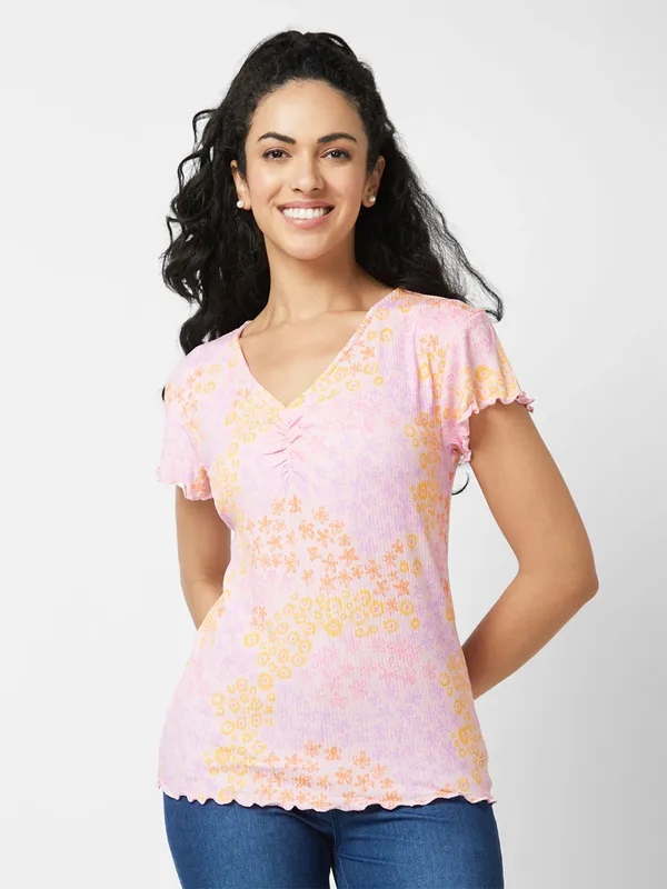 SPYKAR multicolor half sleeve printed top