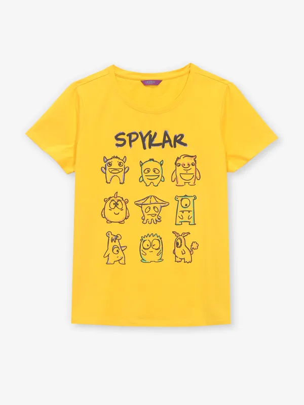 SPYKAR mustard yellow printed t-shirt
