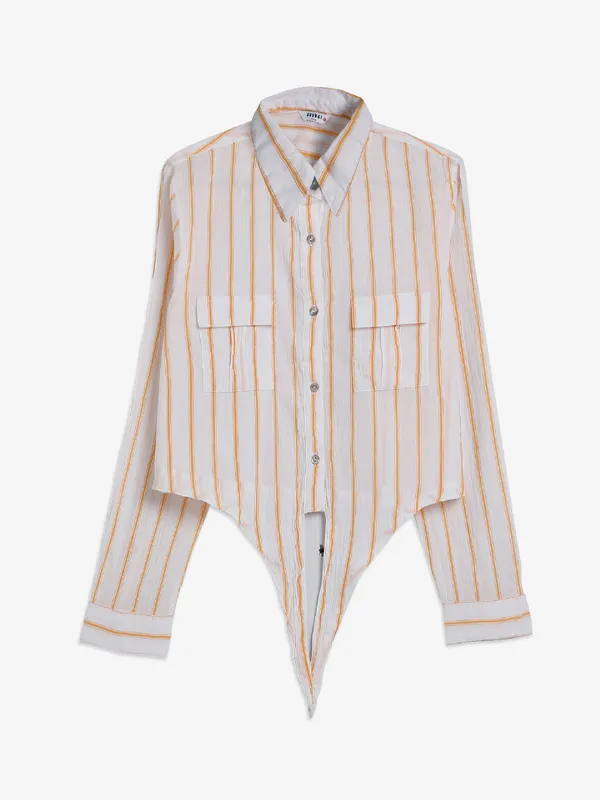 Spykar peach stripe shirt