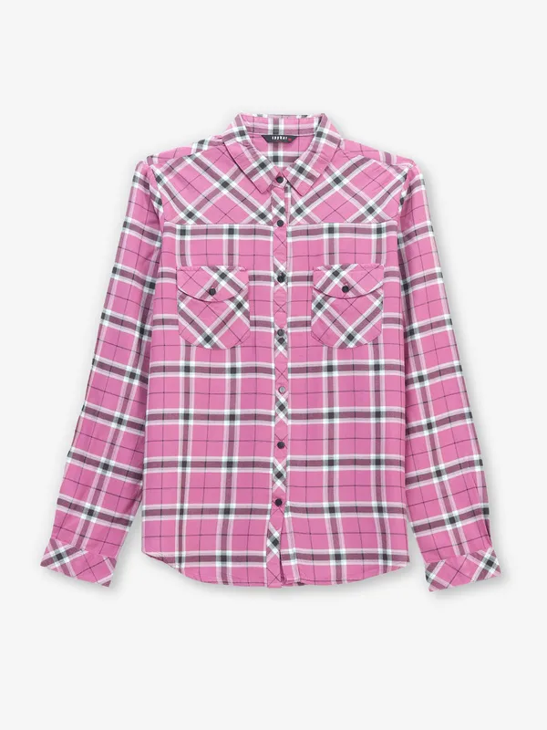 SPYKAR peony pink check shirt in cotton