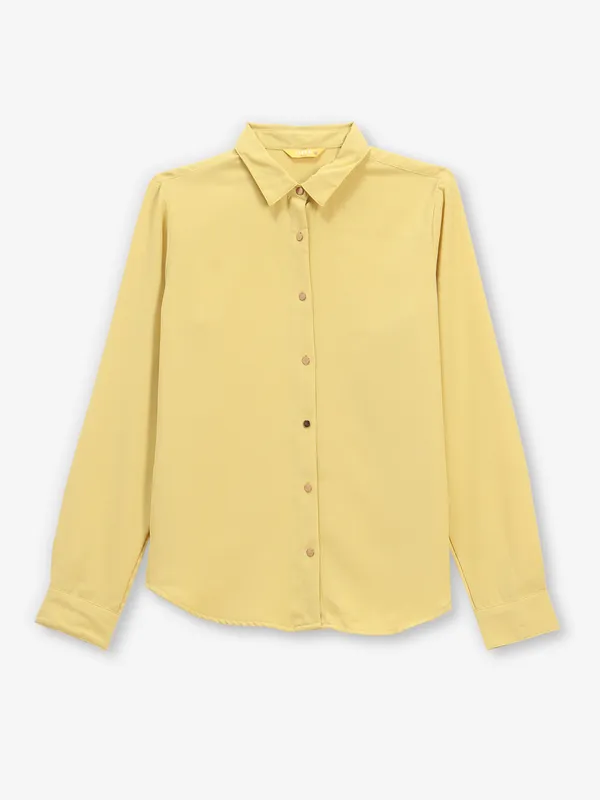 SPYKAR plain yellow shirt for women
