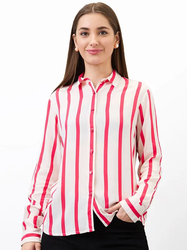 SPYKAR rani and beige stripe shirt