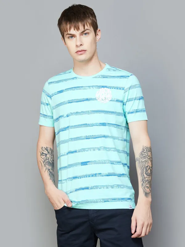SPYKAR sky blue t-shirt in cotton fabric